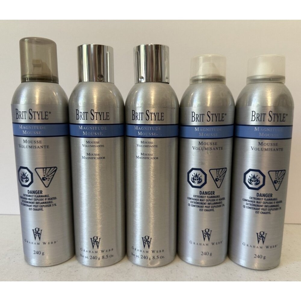 Brit Style Magnitude Mousse hair Graham Webb 5 cans 8.5 oz discontinued READ